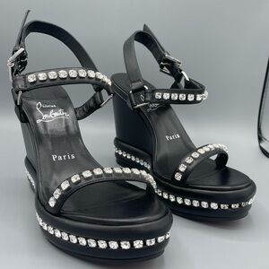Christian Louboutin Black Crystal
Embellished Wedges Pyrastrass 110mm